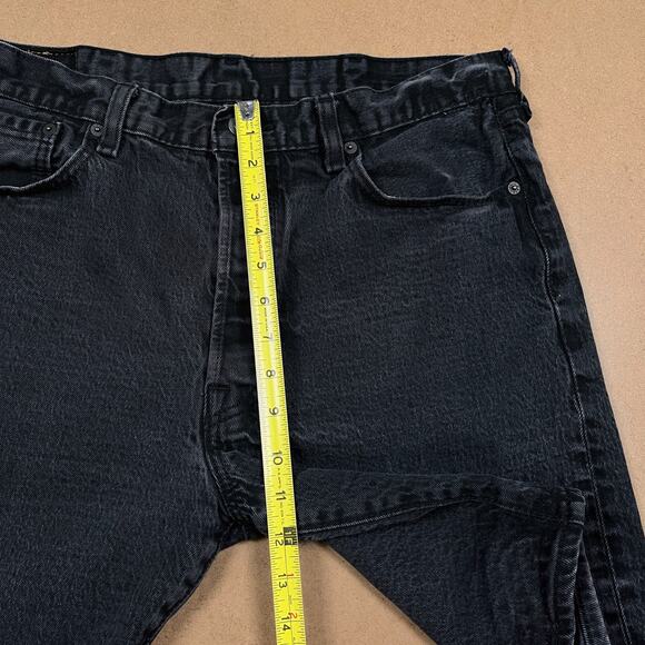 Levi's 501 Jean Shorts MEASURES 34 WAIST Faded Black Denim Button Fly Jorts - Picture 12 of 14